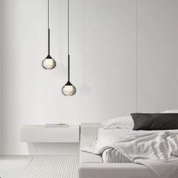 Lámpara colgante de cristal simple, luces de techo decorativas negras