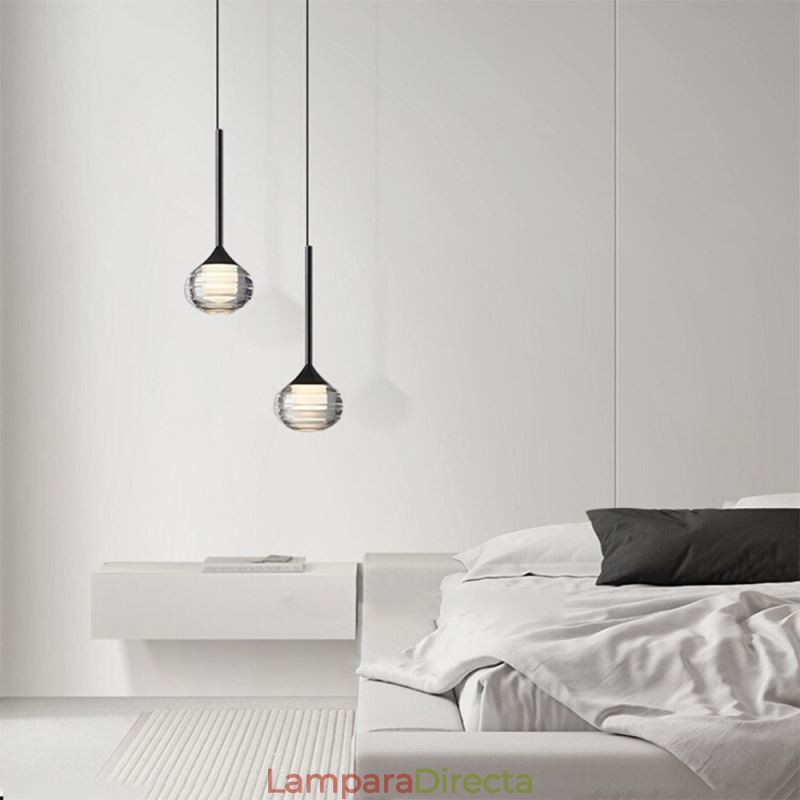 Lámpara colgante de cristal simple, luces de techo decorativas negras