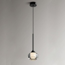 Lámpara colgante de cristal simple, luces de techo decorativas negras