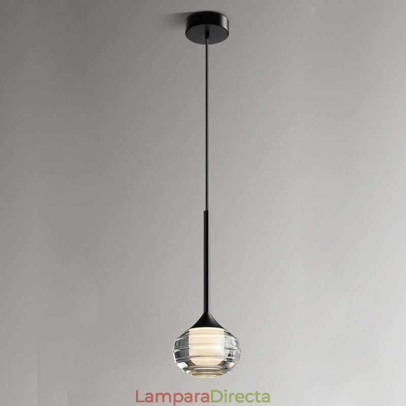 Lámpara colgante de cristal simple, luces de techo decorativas negras