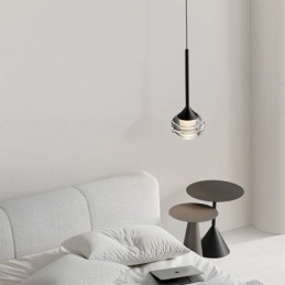 Lámpara colgante de cristal simple, luces de techo decorativas negras