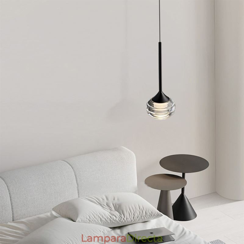 Lámpara colgante de cristal simple, luces de techo decorativas negras