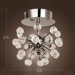 Lámpara de araña moderna contemporánea de cristal estilo mini de metal cromado con montaje empotrado
