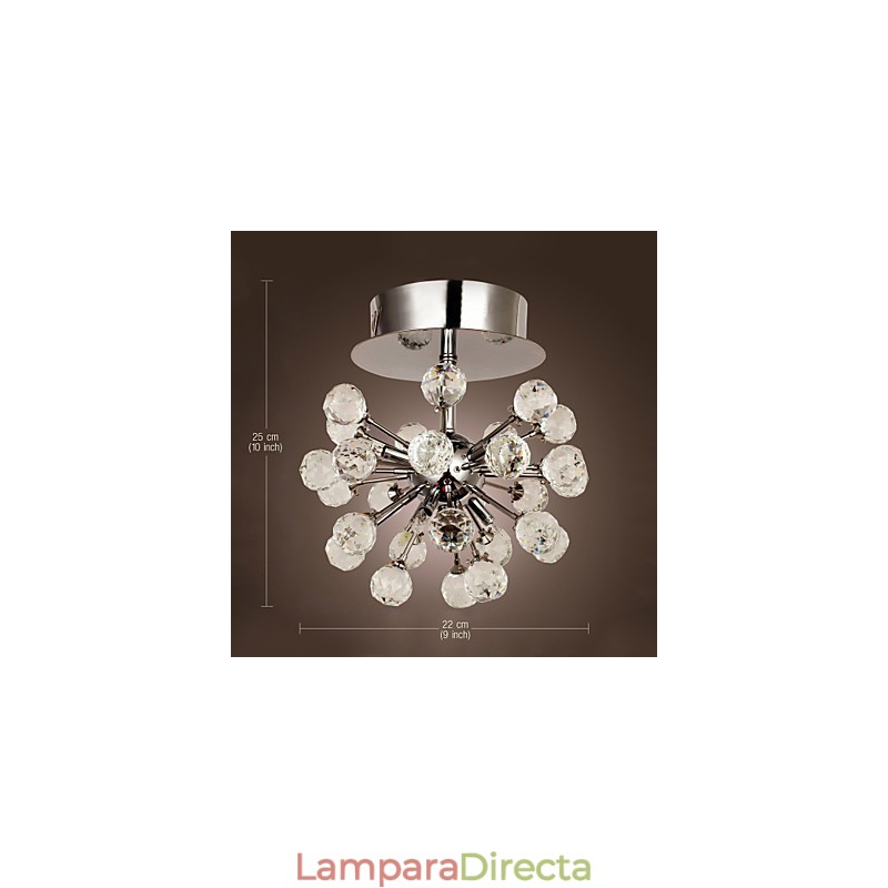 Lámpara de araña moderna contemporánea de cristal estilo mini de metal cromado con montaje empotrado
