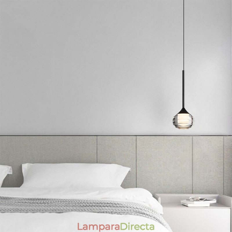 Lámpara colgante de cristal simple, luces de techo decorativas negras