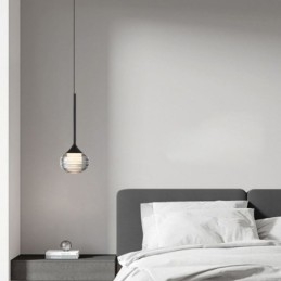 Lámpara colgante de cristal simple, luces de techo decorativas negras