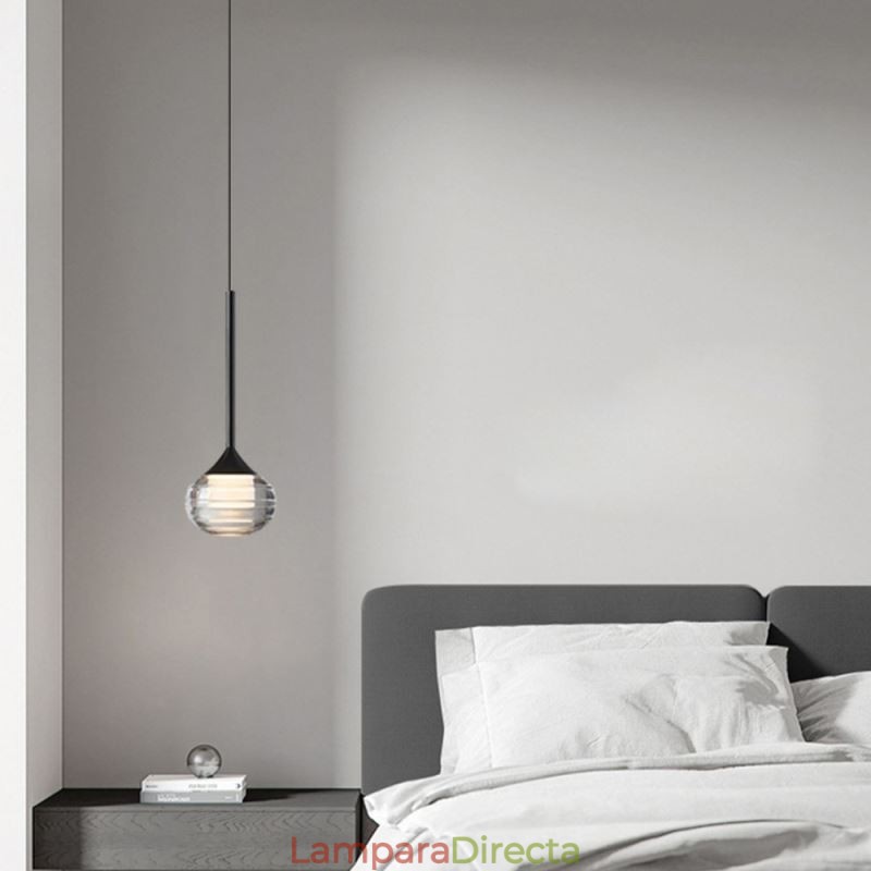 Lámpara colgante de cristal simple, luces de techo decorativas negras