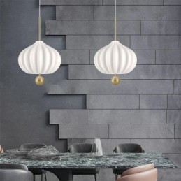 Lámpara colgante moderna de cristal blanco con forma de bola, lámpara de techo minimalista
