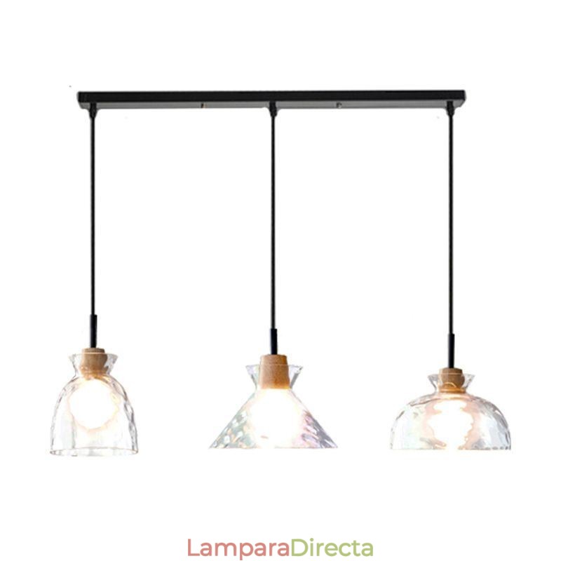 Lámpara colgante moderna y sencilla de cristal permeable al agua, lámpara de techo con 3 luces para mesita de noche