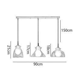 Lámpara colgante moderna y sencilla de cristal permeable al agua, lámpara de techo con 3 luces para mesita de noche