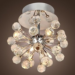 Lámpara de araña moderna contemporánea de cristal estilo mini de metal cromado con montaje empotrado