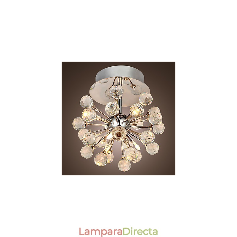 Lámpara de araña moderna contemporánea de cristal estilo mini de metal cromado con montaje empotrado