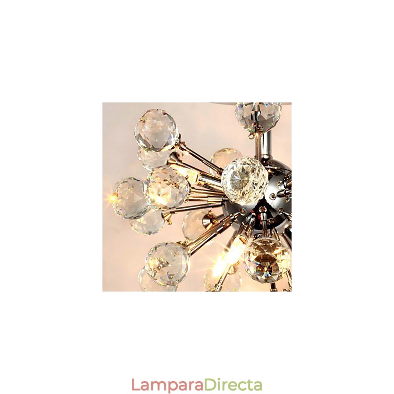 Lámpara de araña moderna contemporánea de cristal estilo mini de metal cromado con montaje empotrado