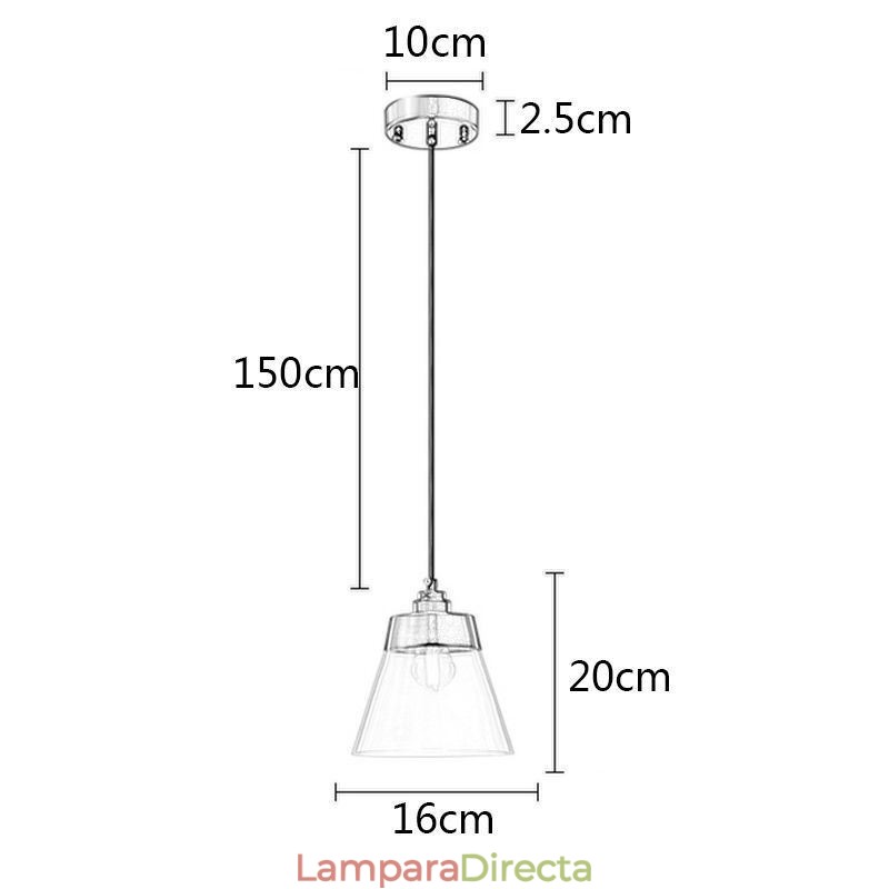 Lámpara colgante de cristal moderna, individual, con pantalla de cristal transparente.