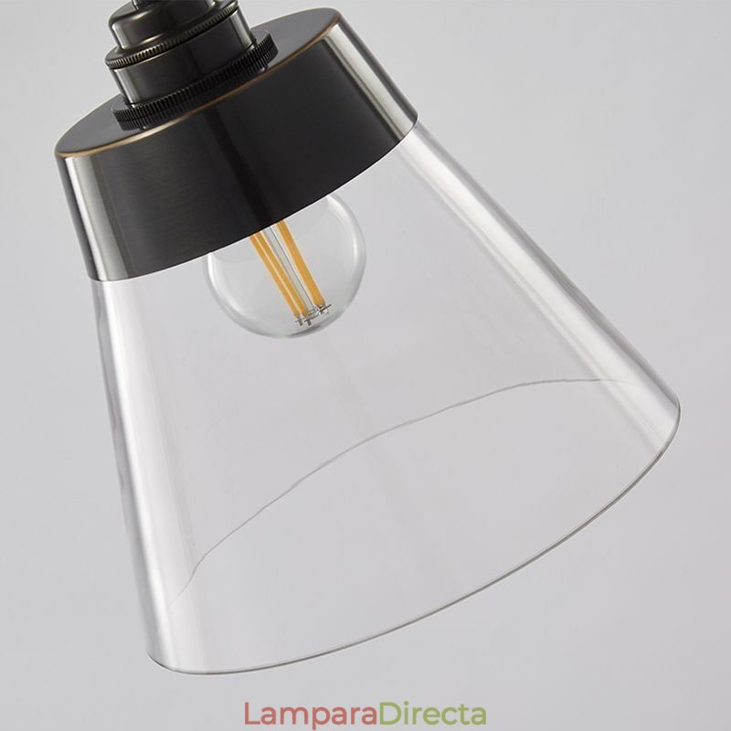 Lámpara colgante de cristal moderna, individual, con pantalla de cristal transparente.