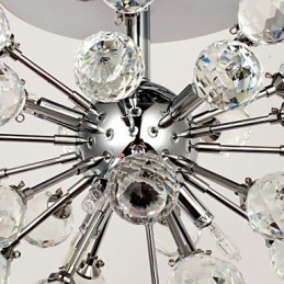 Lámpara de araña moderna contemporánea de cristal estilo mini de metal cromado con montaje empotrado