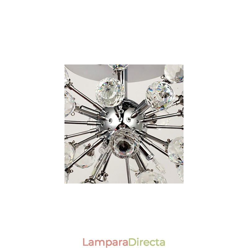 Lámpara de araña moderna contemporánea de cristal estilo mini de metal cromado con montaje empotrado