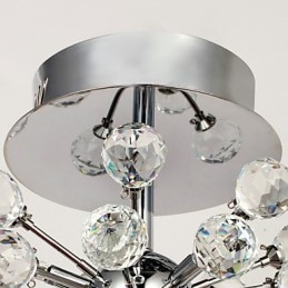 Lámpara de araña moderna contemporánea de cristal estilo mini de metal cromado con montaje empotrado