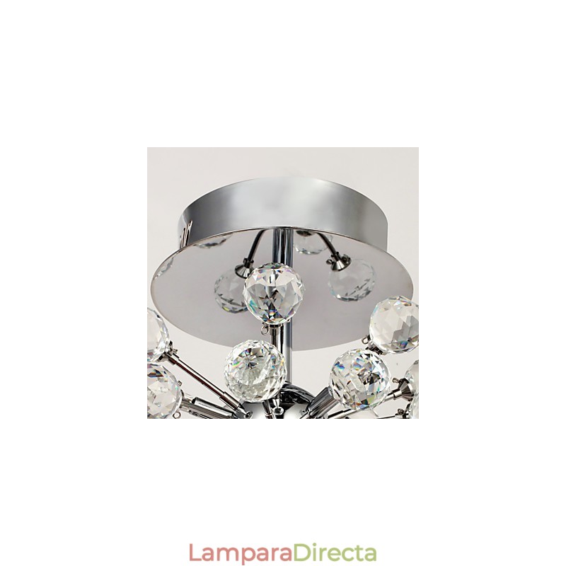 Lámpara de araña moderna contemporánea de cristal estilo mini de metal cromado con montaje empotrado