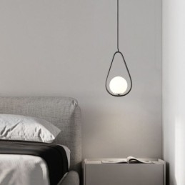 Lámpara colgante moderna con forma de globo y gota de agua de cristal