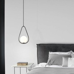 Lámpara colgante moderna con forma de globo y gota de agua de cristal