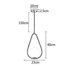 Lámpara colgante moderna con forma de globo y gota de agua de cristal