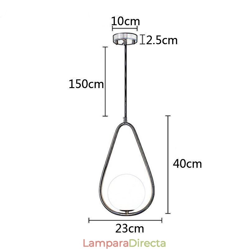 Lámpara colgante moderna con forma de globo y gota de agua de cristal