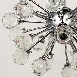 Lámpara de araña moderna contemporánea de cristal estilo mini de metal cromado con montaje empotrado