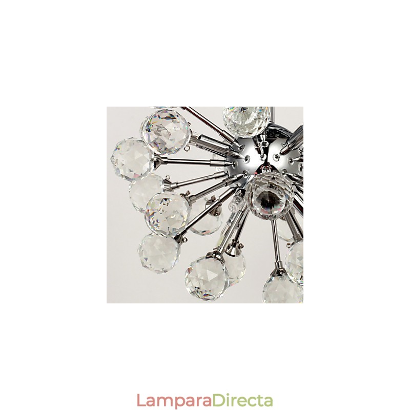 Lámpara de araña moderna contemporánea de cristal estilo mini de metal cromado con montaje empotrado