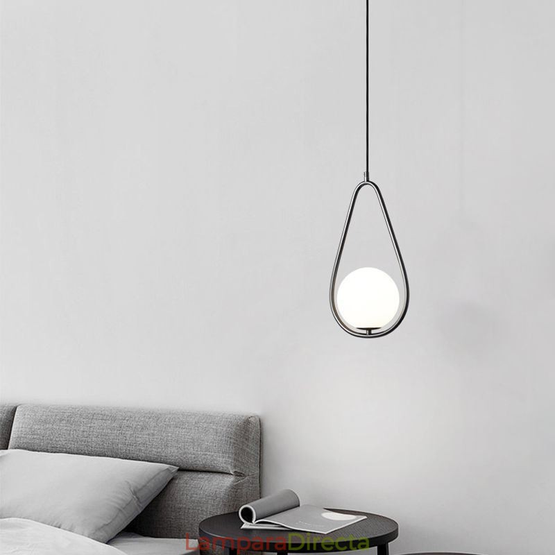 Lámpara colgante moderna con forma de globo y gota de agua de cristal