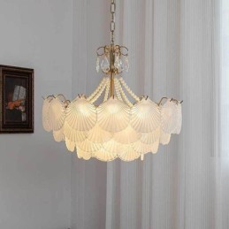Lámpara colgante de cristal europea con diseño festoneado posmoderno