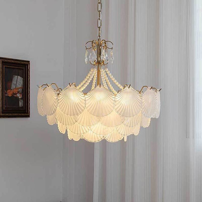 Lámpara colgante de cristal europea con diseño festoneado posmoderno