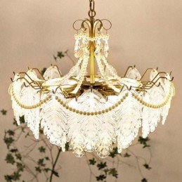 Lámpara colgante de cristal europea con hojas de estilo posmoderno