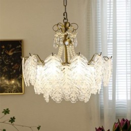 Lámpara colgante de cristal elegante con forma de hoja