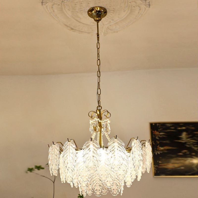 Lámpara colgante de cristal elegante con forma de hoja