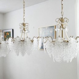Lámpara colgante de cristal elegante con forma de hoja