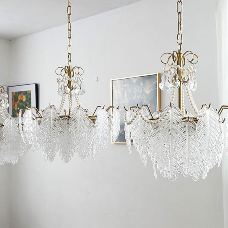 Lámpara colgante de cristal elegante con forma de hoja