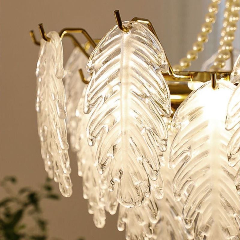 Lámpara colgante de cristal elegante con forma de hoja