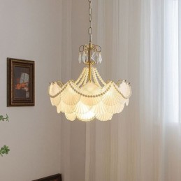 Lámpara colgante de cristal europea con elegante diseño festoneado