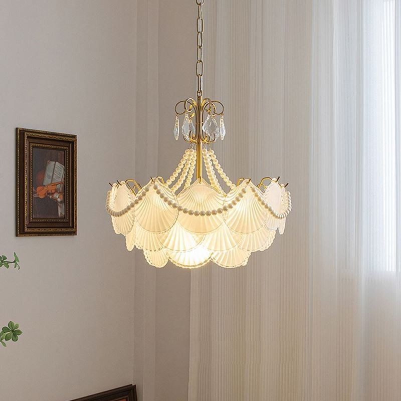 Lámpara colgante de cristal europea con elegante diseño festoneado
