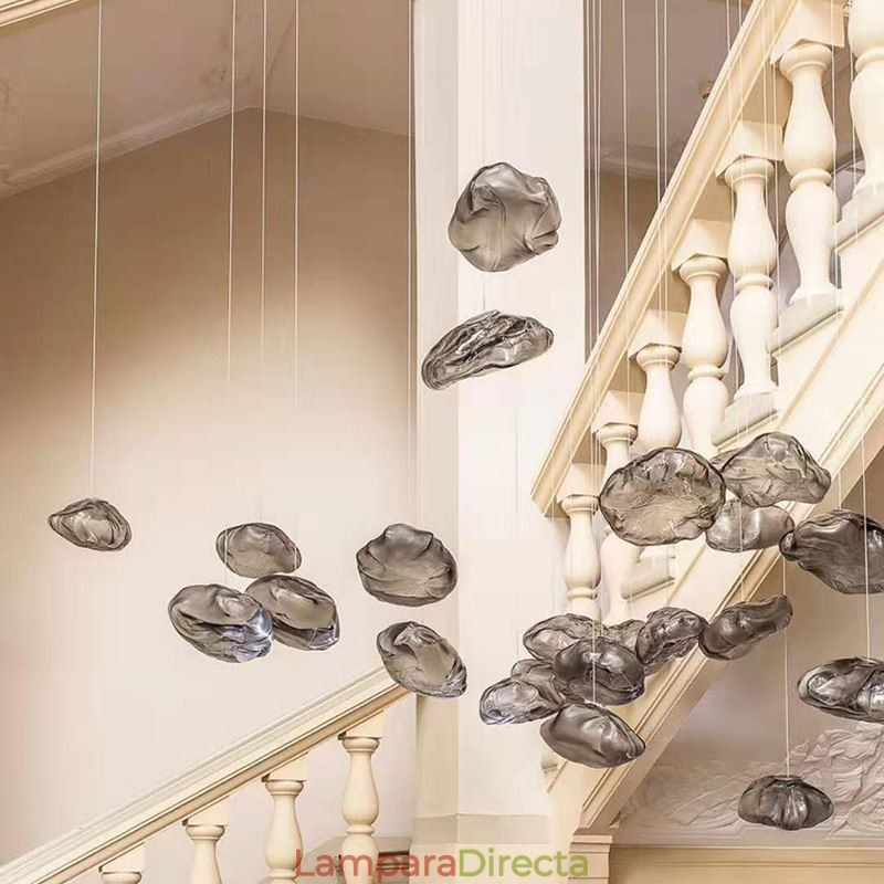 Lámpara colgante nórdica creativa de cristal, lámpara colgante artística