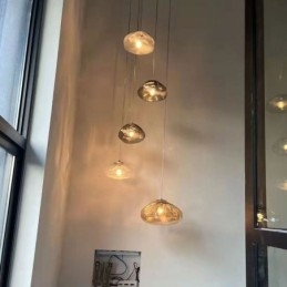 Lámpara colgante nórdica creativa de cristal, lámpara colgante artística