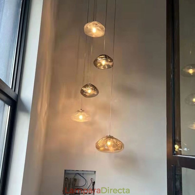 Lámpara colgante nórdica creativa de cristal, lámpara colgante artística