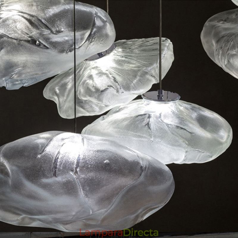 Lámpara colgante nórdica creativa de cristal, lámpara colgante artística