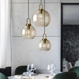 Lámpara colgante de 3 luces con pantalla de cristal tipo isla