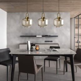 Lámpara colgante de 3 luces con pantalla de cristal tipo isla