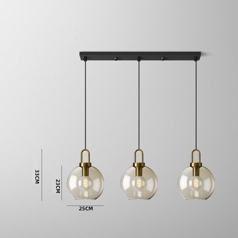 Lámpara colgante de 3 luces con pantalla de cristal tipo isla