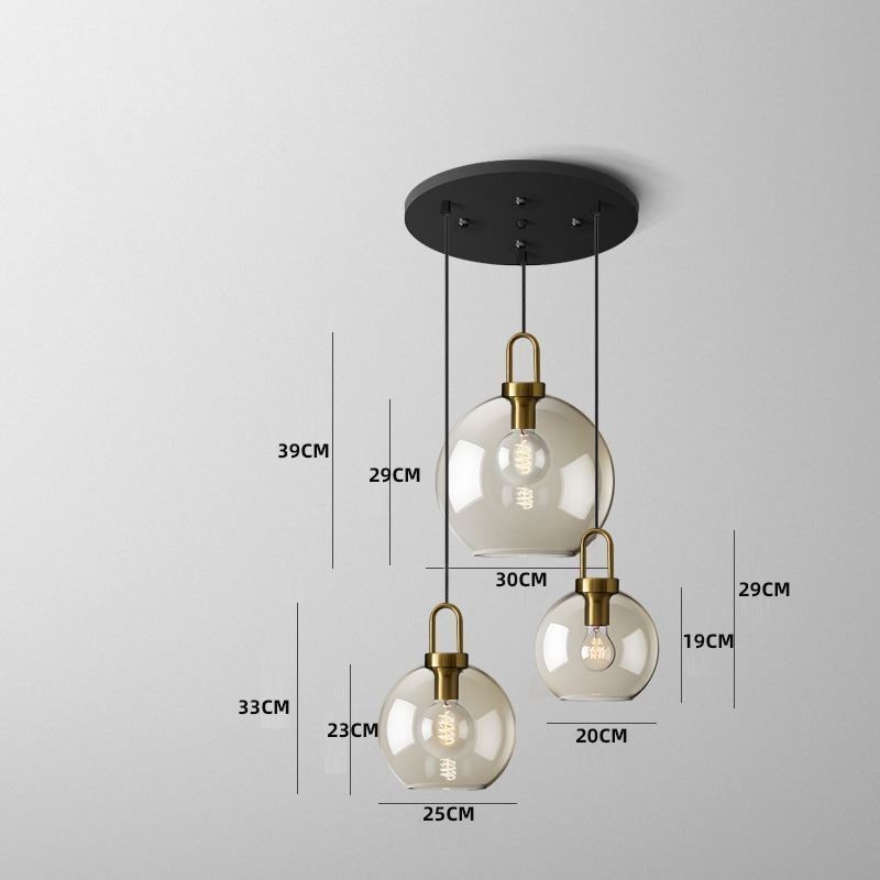 Lámpara colgante de 3 luces con pantalla de cristal tipo isla