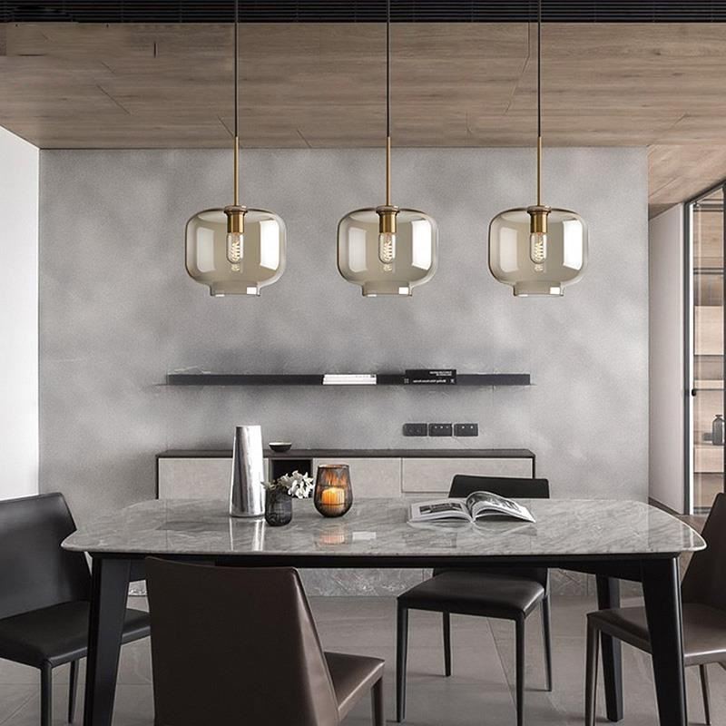 Lámpara colgante clásica de cristal de 3 luces, accesorio de iluminación para cafetería