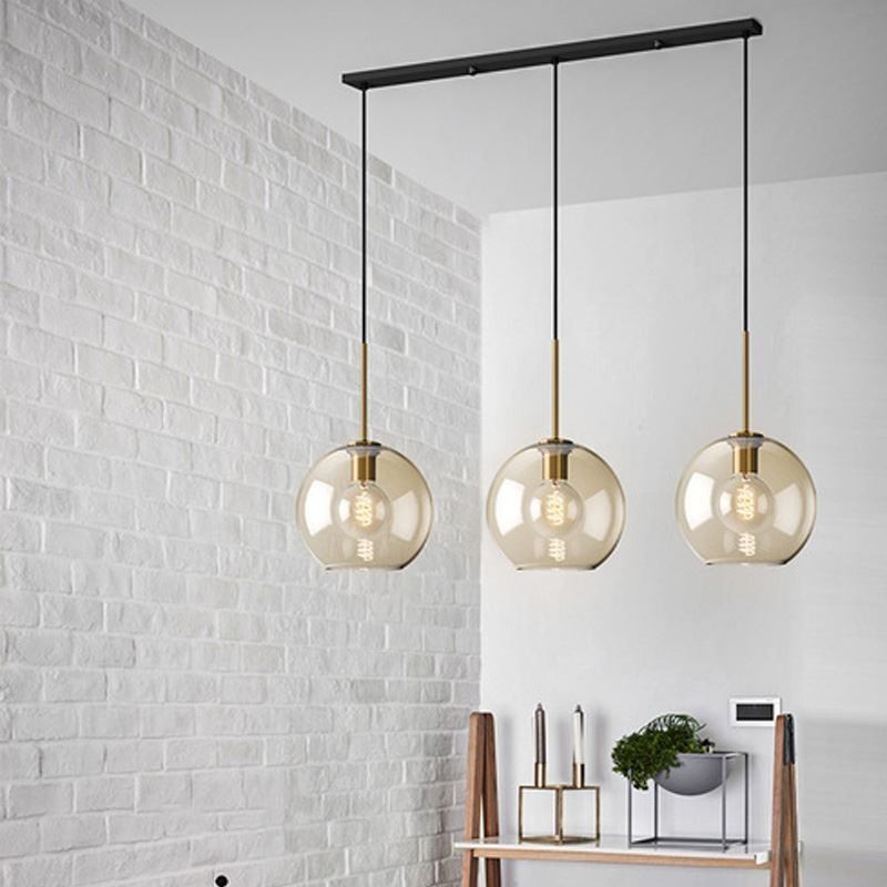 Lámpara colgante clásica de cristal de 3 luces, accesorio de iluminación para cafetería